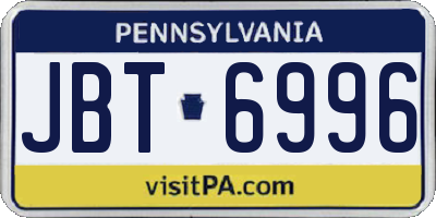 PA license plate JBT6996