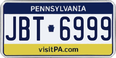 PA license plate JBT6999