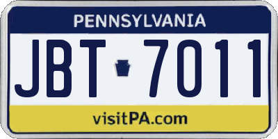 PA license plate JBT7011