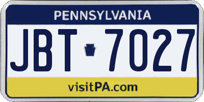 PA license plate JBT7027