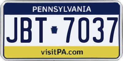 PA license plate JBT7037