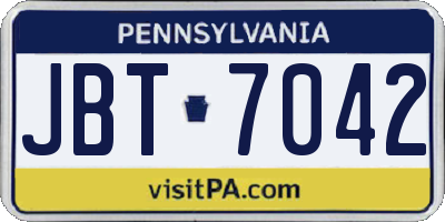PA license plate JBT7042