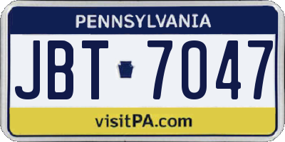 PA license plate JBT7047