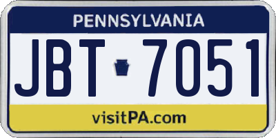 PA license plate JBT7051