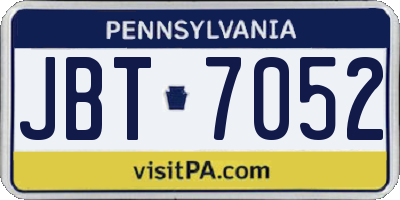 PA license plate JBT7052