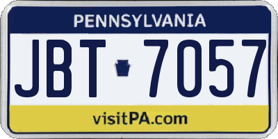 PA license plate JBT7057