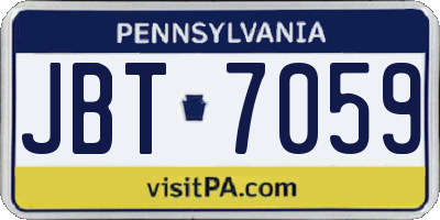 PA license plate JBT7059