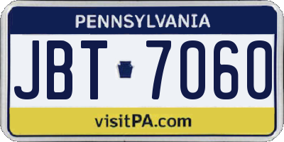 PA license plate JBT7060