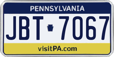 PA license plate JBT7067