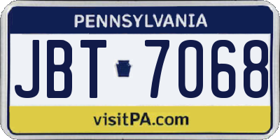 PA license plate JBT7068