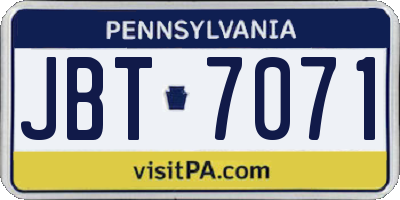 PA license plate JBT7071