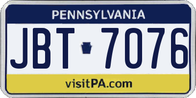 PA license plate JBT7076