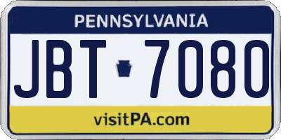 PA license plate JBT7080