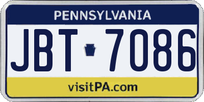 PA license plate JBT7086
