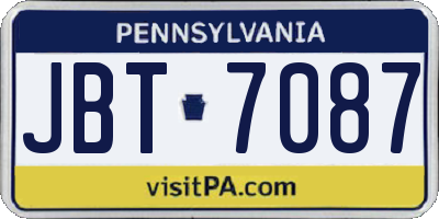 PA license plate JBT7087
