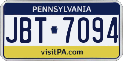 PA license plate JBT7094