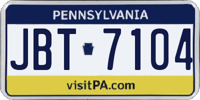 PA license plate JBT7104