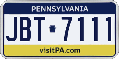 PA license plate JBT7111