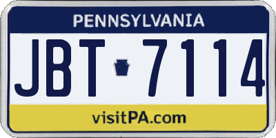 PA license plate JBT7114