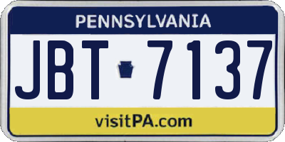 PA license plate JBT7137