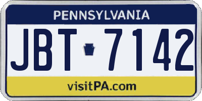 PA license plate JBT7142