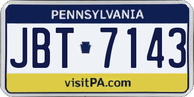 PA license plate JBT7143