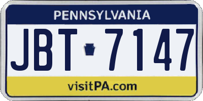 PA license plate JBT7147