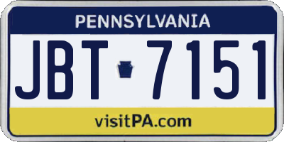 PA license plate JBT7151