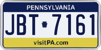 PA license plate JBT7161