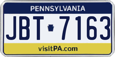 PA license plate JBT7163