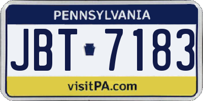 PA license plate JBT7183