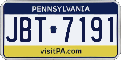 PA license plate JBT7191