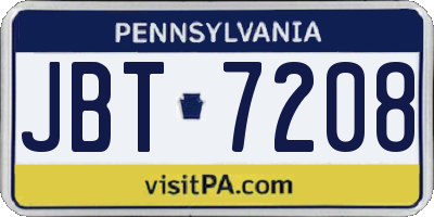PA license plate JBT7208