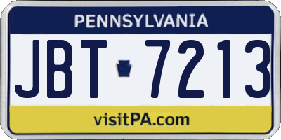 PA license plate JBT7213
