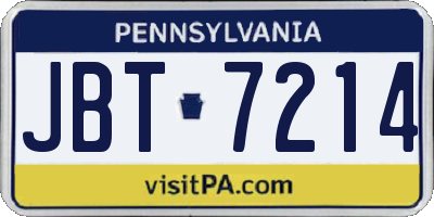 PA license plate JBT7214