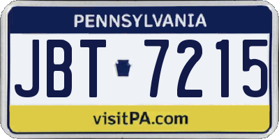 PA license plate JBT7215