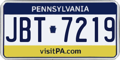 PA license plate JBT7219