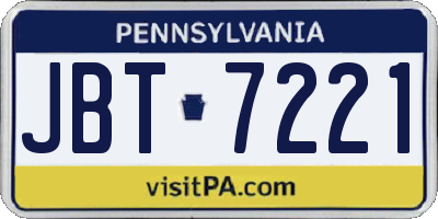 PA license plate JBT7221