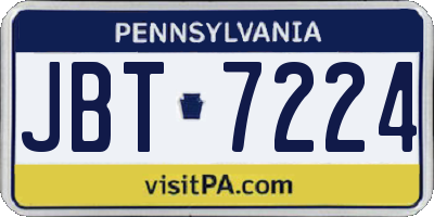 PA license plate JBT7224