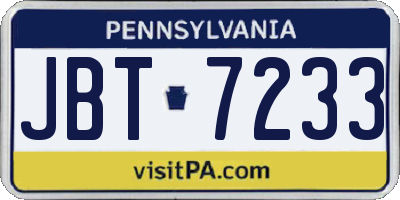 PA license plate JBT7233