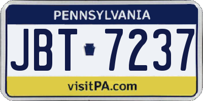 PA license plate JBT7237
