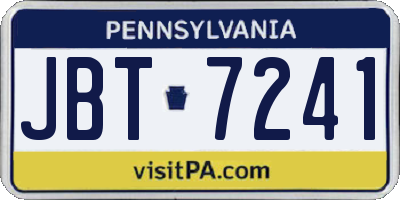 PA license plate JBT7241