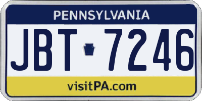 PA license plate JBT7246