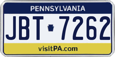 PA license plate JBT7262