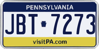 PA license plate JBT7273