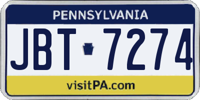 PA license plate JBT7274