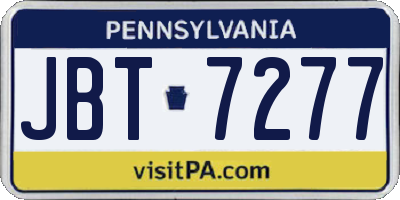 PA license plate JBT7277