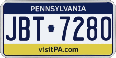 PA license plate JBT7280