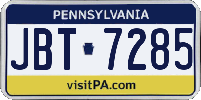 PA license plate JBT7285