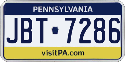 PA license plate JBT7286
